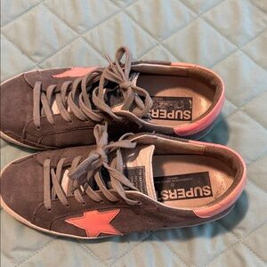 Golden Goose Gray and Pink Sneakers